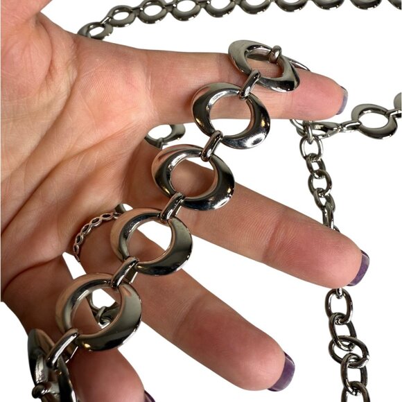 Y2K Silver Tone Chain Link Belt 36.5” Adjustable - Picture 3 of 3